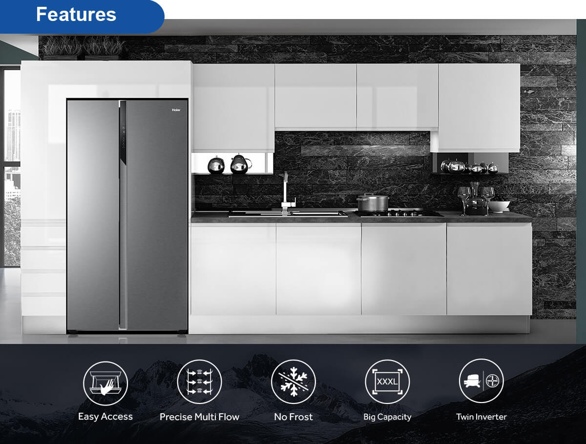 Haier 569L Side by Side Door Fridge HSR3918FNPG(UK) Haier