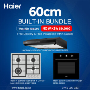 Haier 60cm built-in bundle - chimney hood, gas hob, and oven