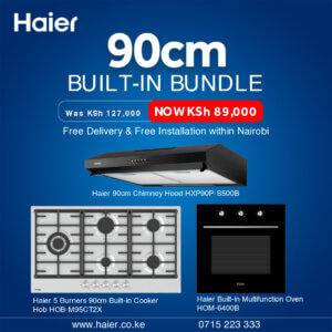 Haier 90cm built-in bundle - chimney hood, gas hob, and oven