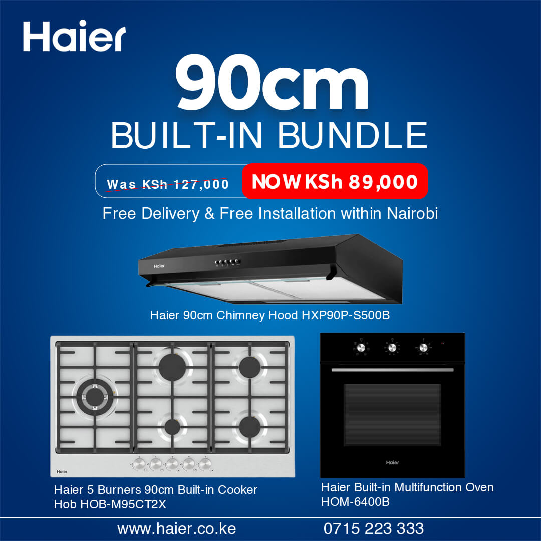 Haier 90cm built-in bundle - chimney hood, gas hob, and oven