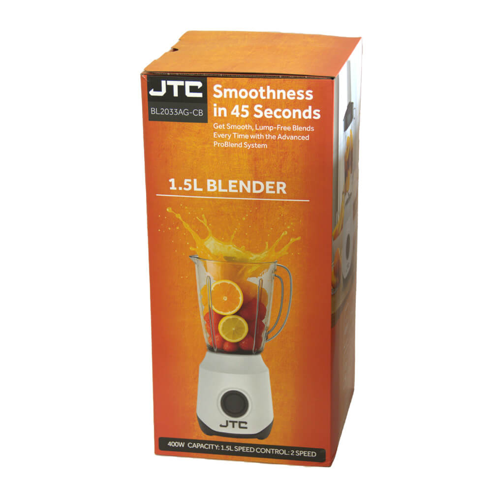 JTC BL2033AG-CB Blender + Grinder - 400W 1.5L White Multi-Function Kitchen Appliance - Image 4