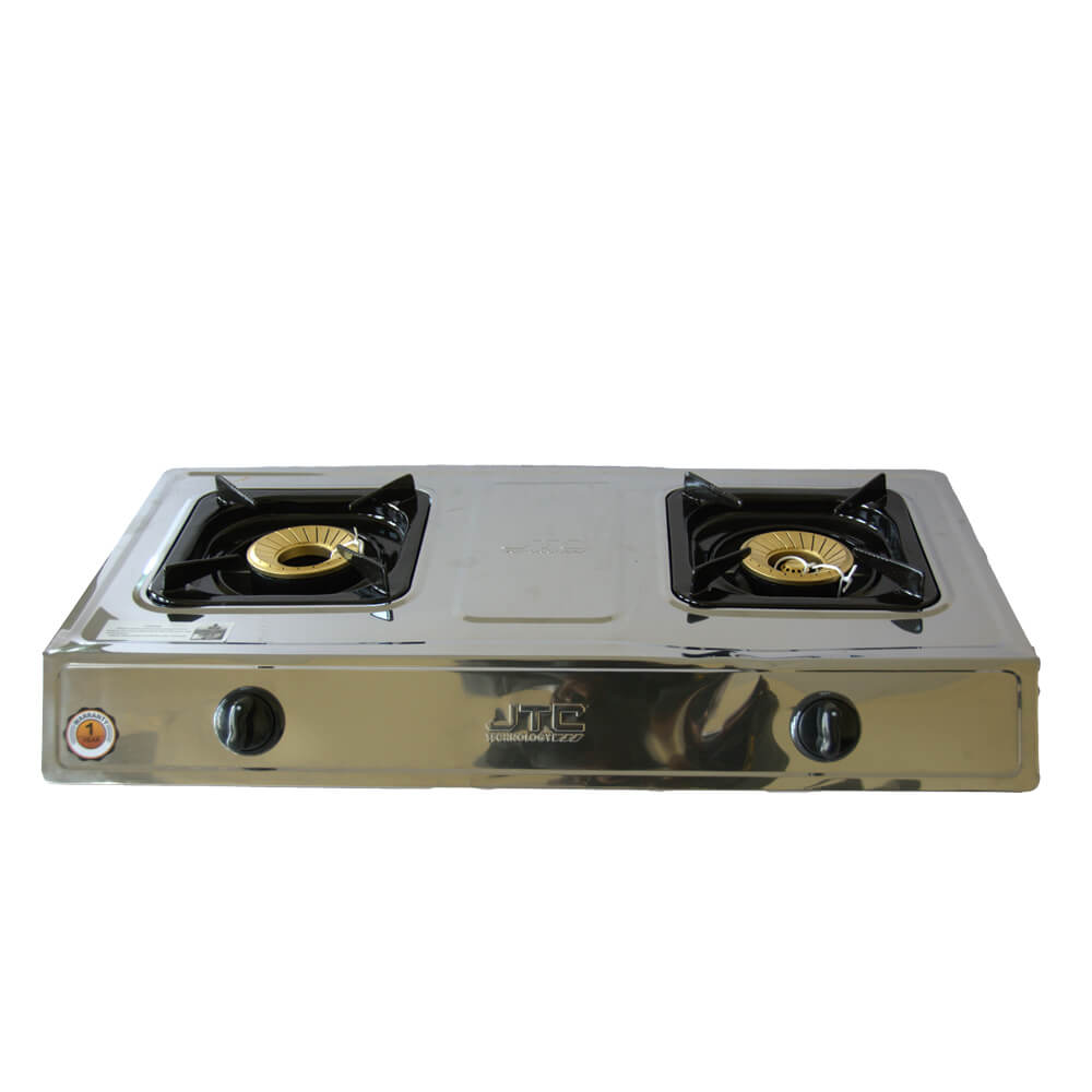 JTC 2 Gas Burner Stove Stainless Steel Table Top (GSSP-2GB013) - Silver