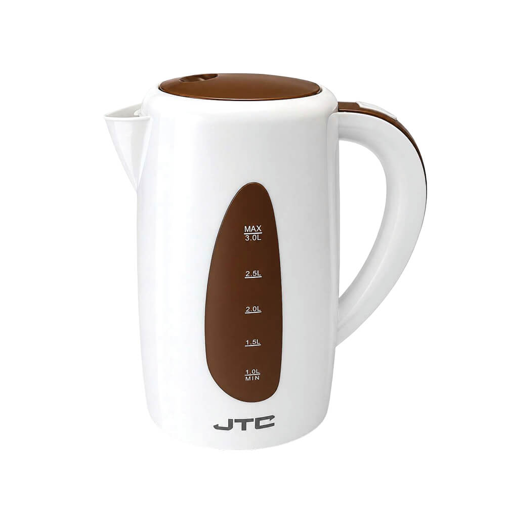 JTC Electric Kettle KEC-3001 - White with brown accents