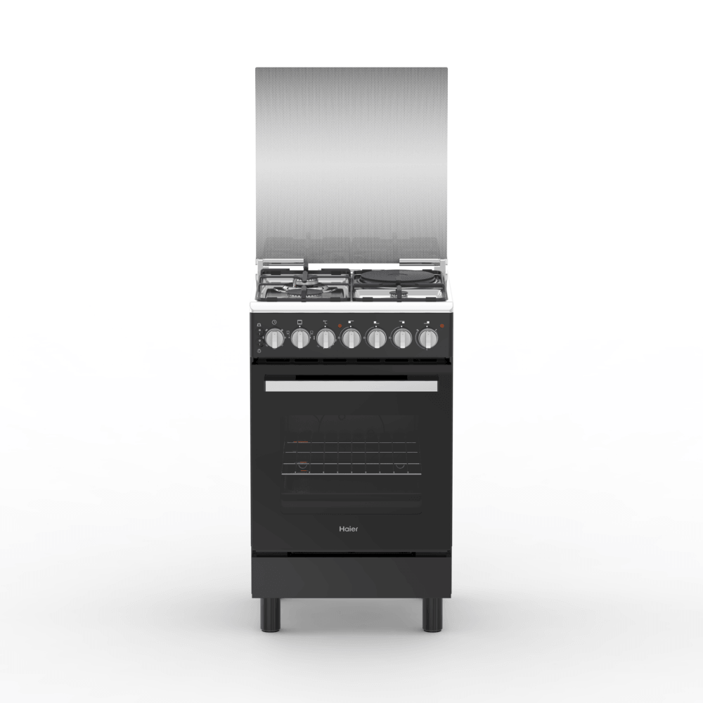 Haier 50x60 Gas Cooker with Electric Oven - 3 Gas + 1 Electric Plate, Matte Black HRE5313CDTMB