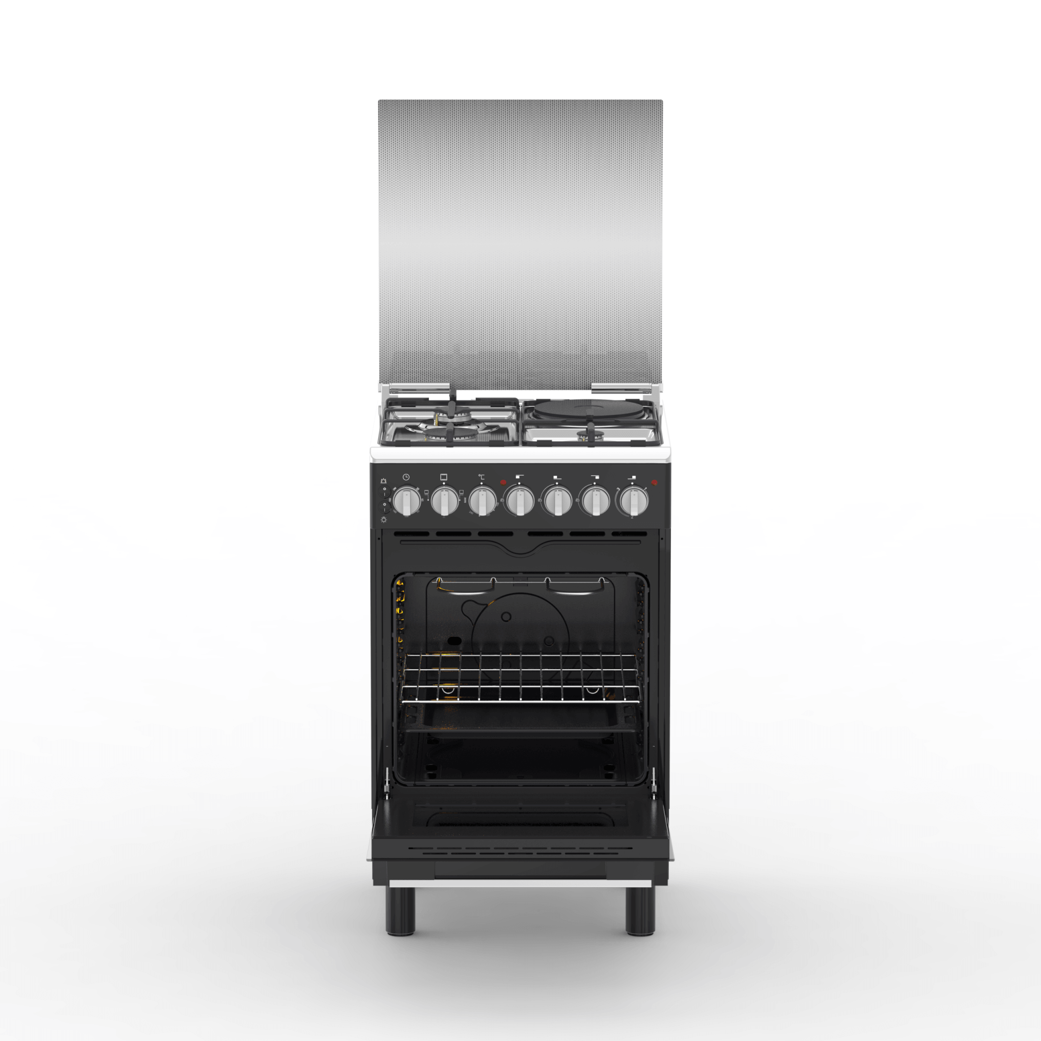 Haier HRE6313CDRMB 60x60cm gas cooker with electric oven, black
